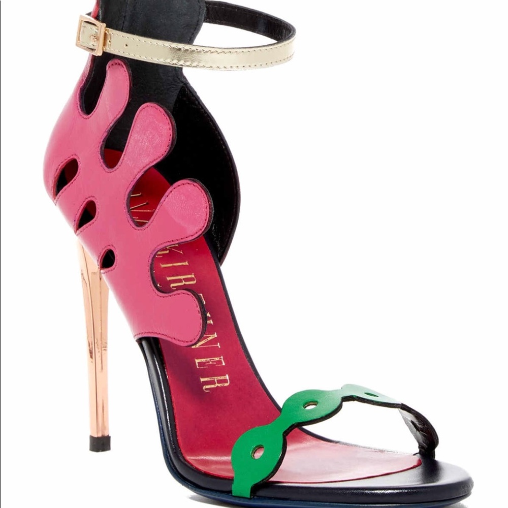 Ivy Kirzhner Pink, Green & Gold High-Heel Sandals